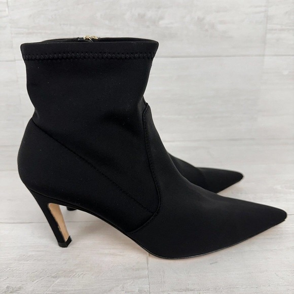 Good American The Icon Ankle Sock Bootie Women 8.5‎ Black Pointed Toe Stiletto - Picture 8 of 14